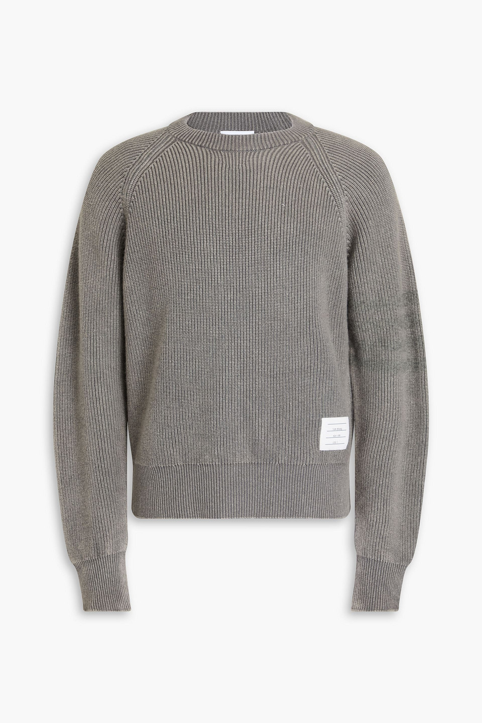 Thom Browne Ribbed Cashmere Sweater In Gray