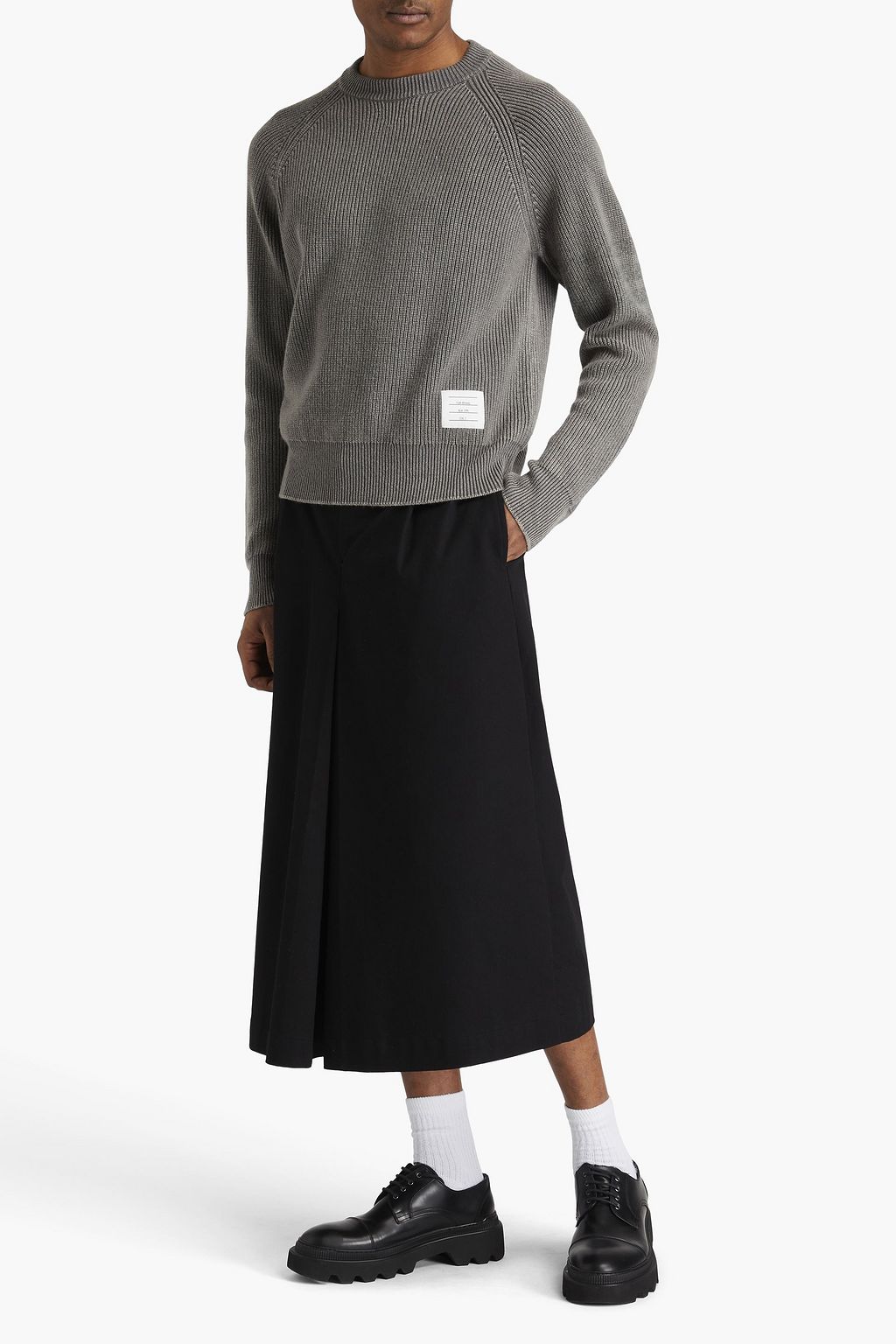 THOM BROWNE Striped ribbed cashmere sweater