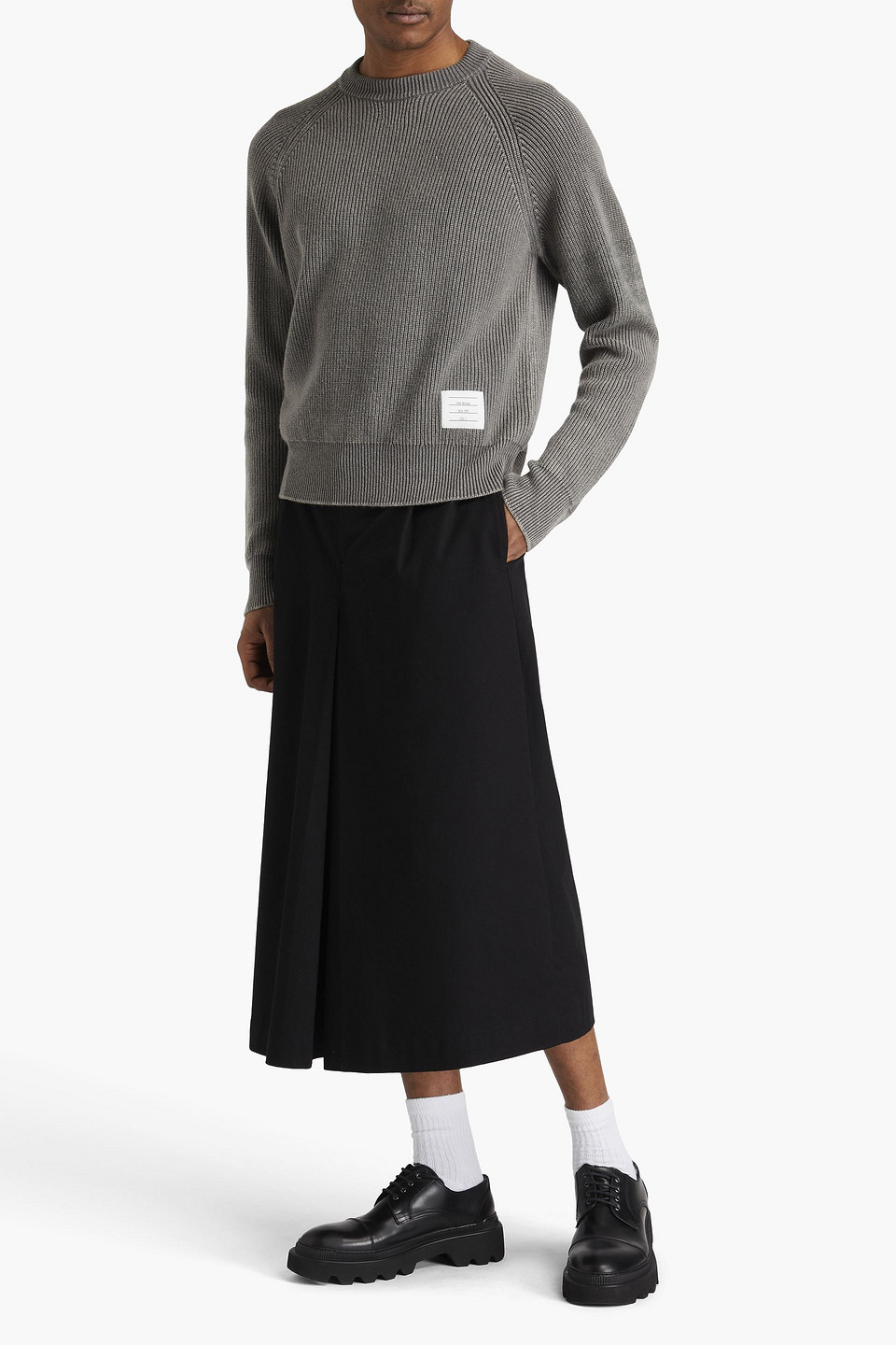 Shop Thom Browne Ribbed Cashmere Sweater In Gray