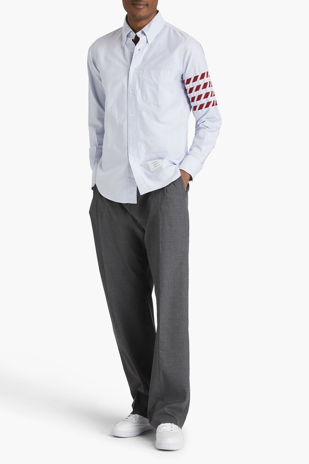 THOM BROWNE Striped cotton-oxford shirt