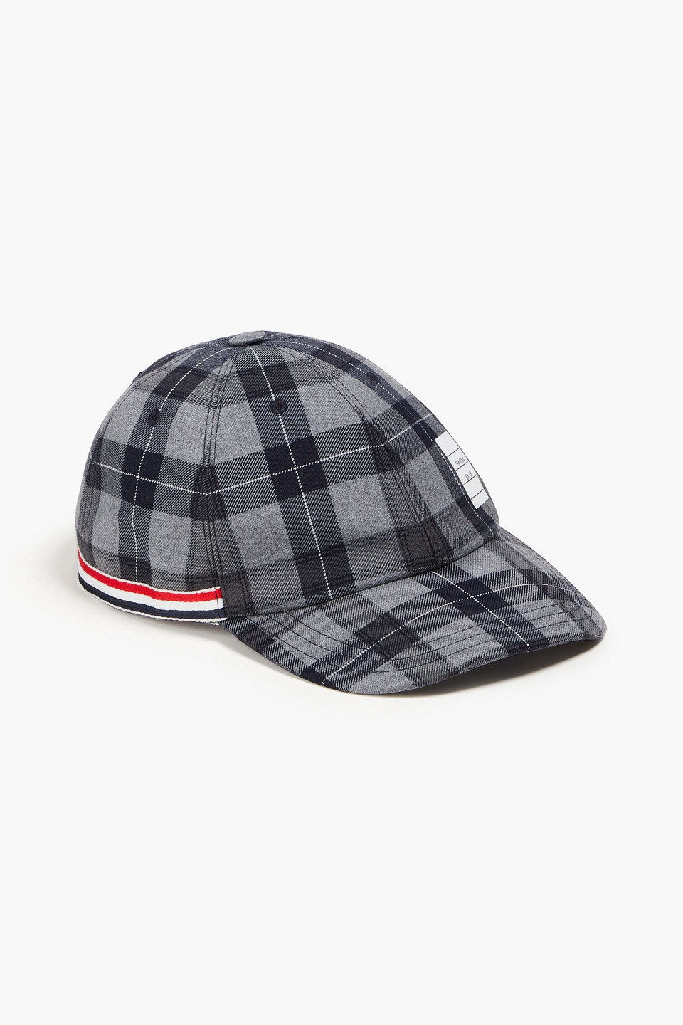 Thom Browne Checked Wool-blend Twill Cap In Grey