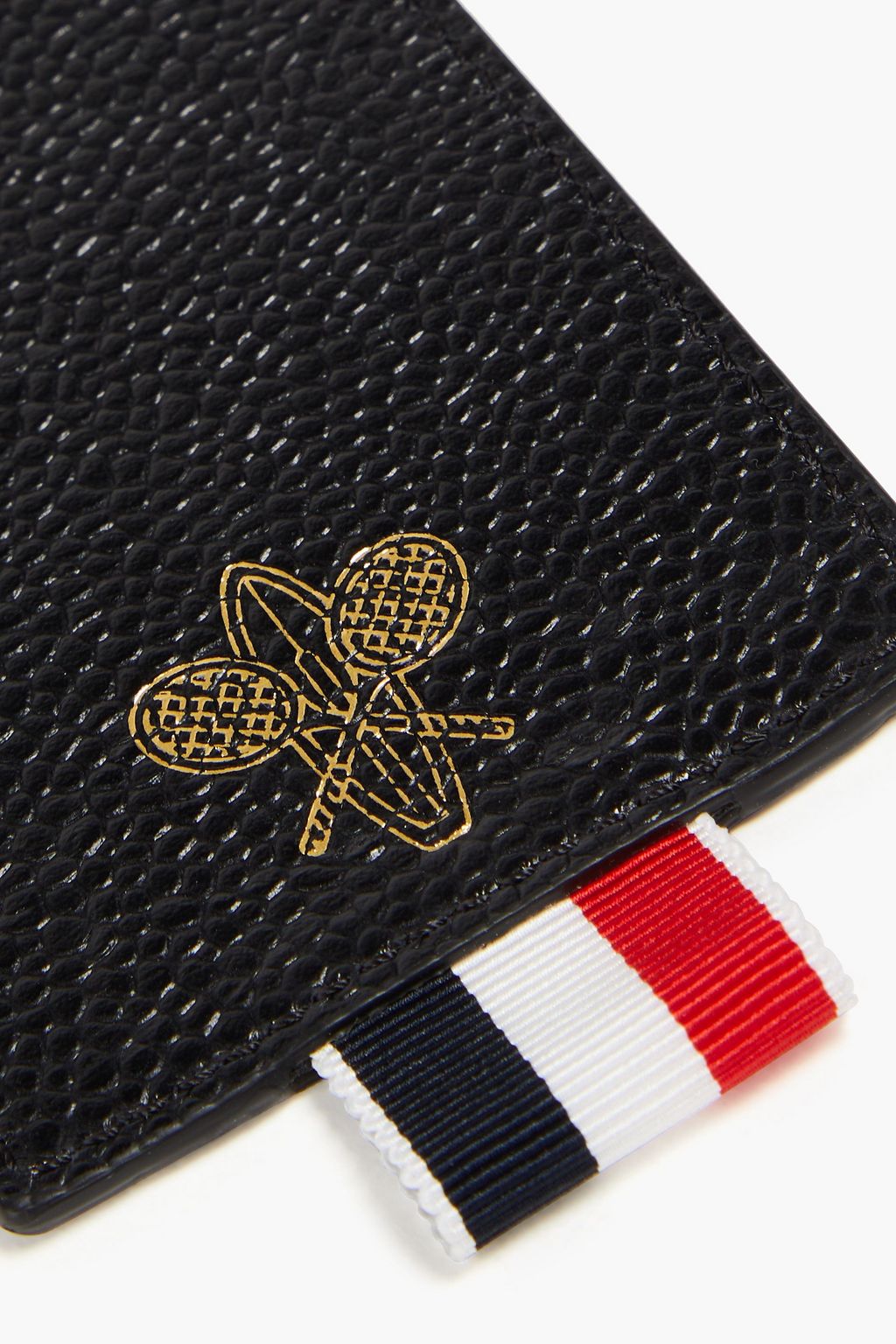 THOM BROWNE Logo-print pebbled-leather luggage tag