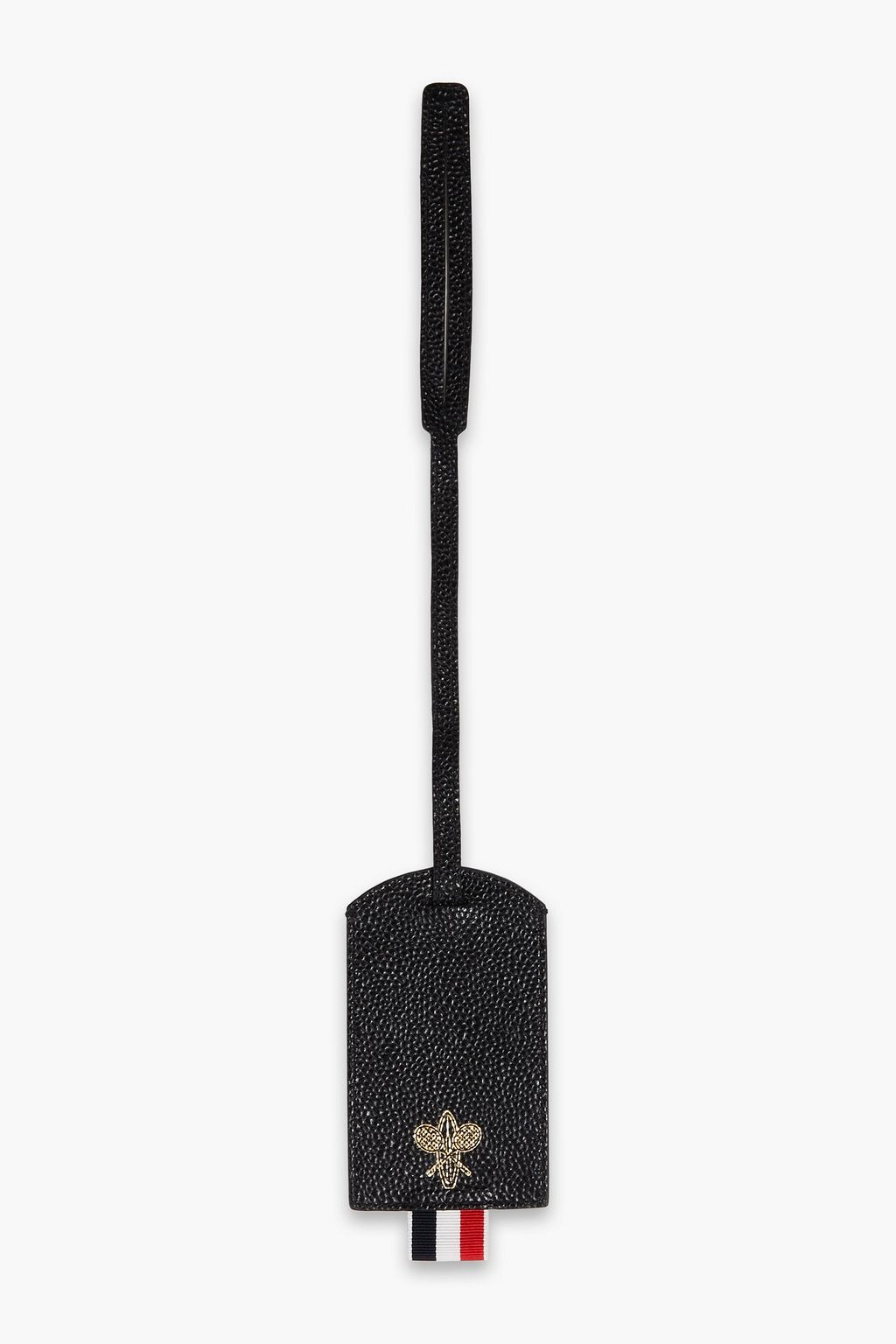THOM BROWNE Logo-print pebbled-leather luggage tag