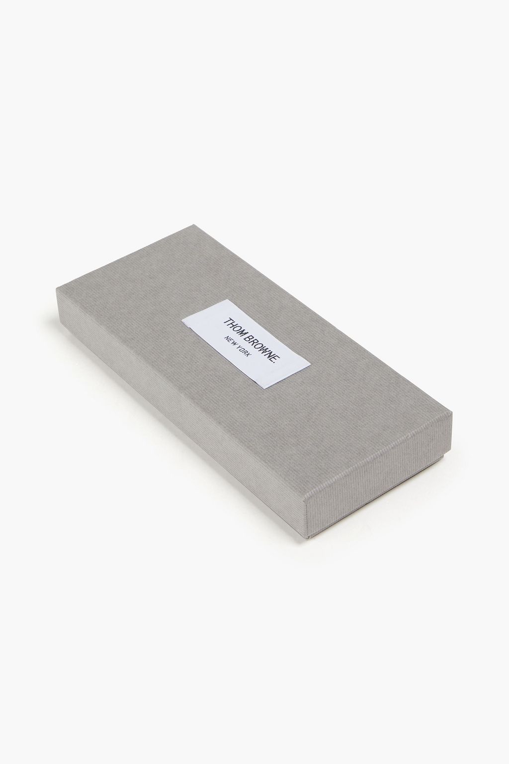 THOM BROWNE Logo-print pebbled-leather luggage tag
