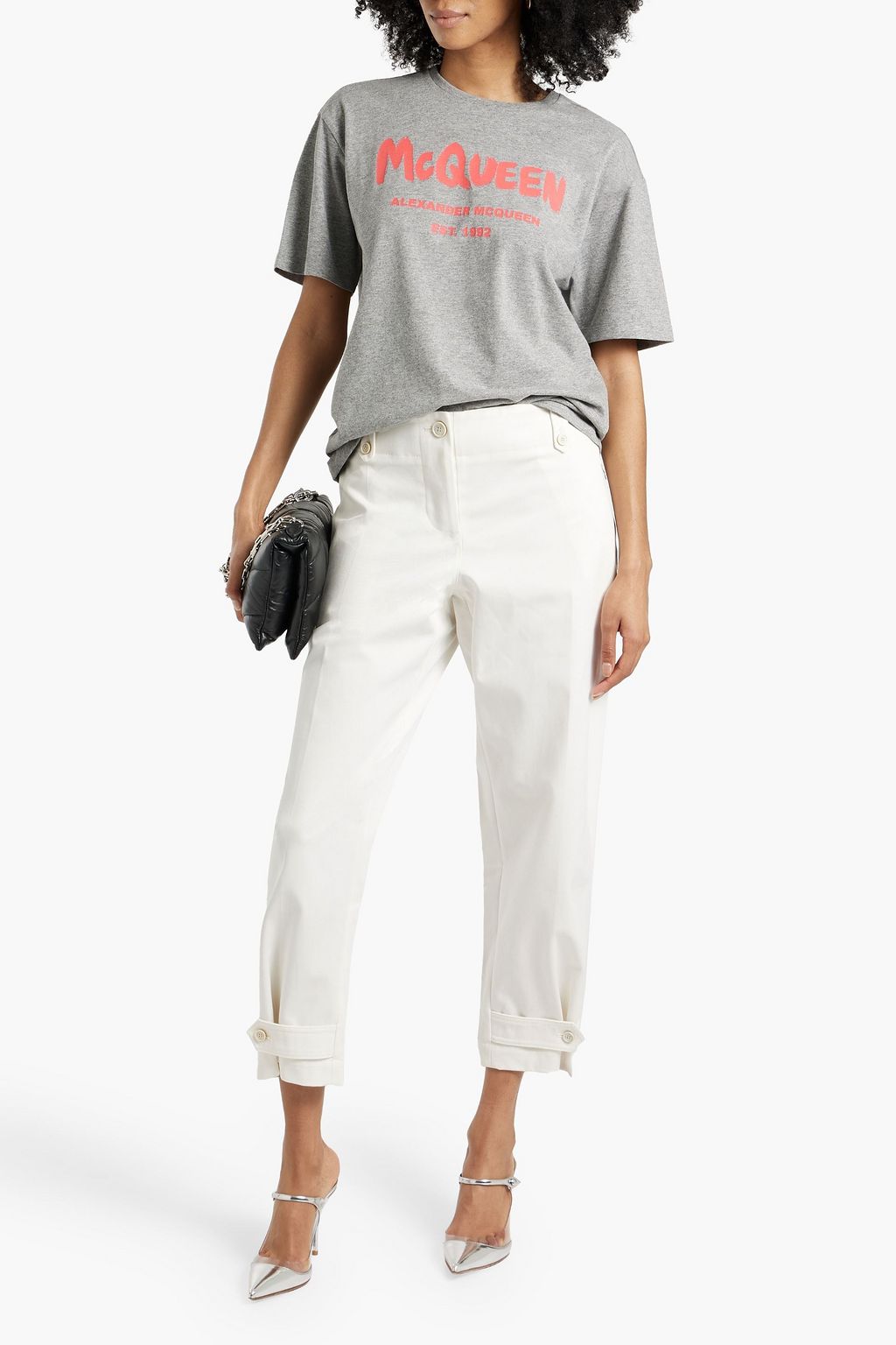 MCQUEEN Cropped cotton-gabardine tapered pants