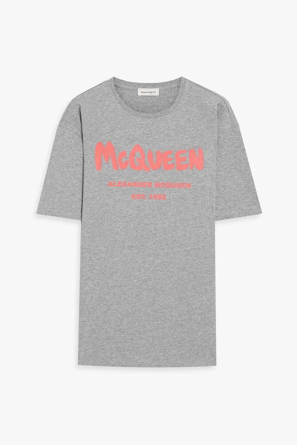 mcqueen - logo-print cotton-jersey t-shirt - gray - it 36