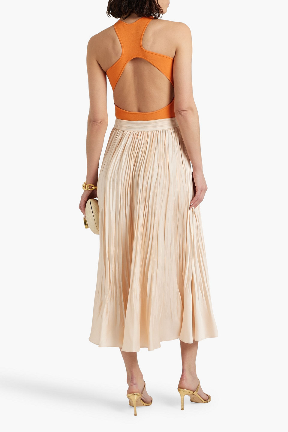  Simkhai - Plissé-satin Midi Skirt - Pink - Us 6 