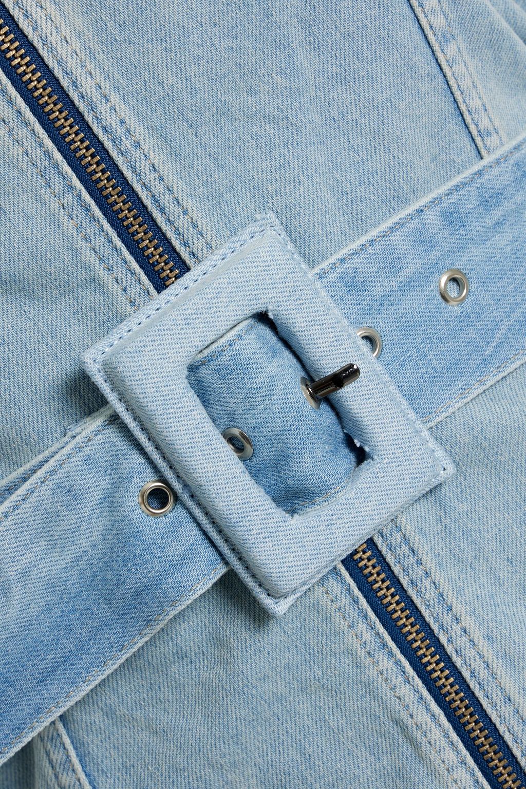 SIMKHAI Kota strapless belted denim top