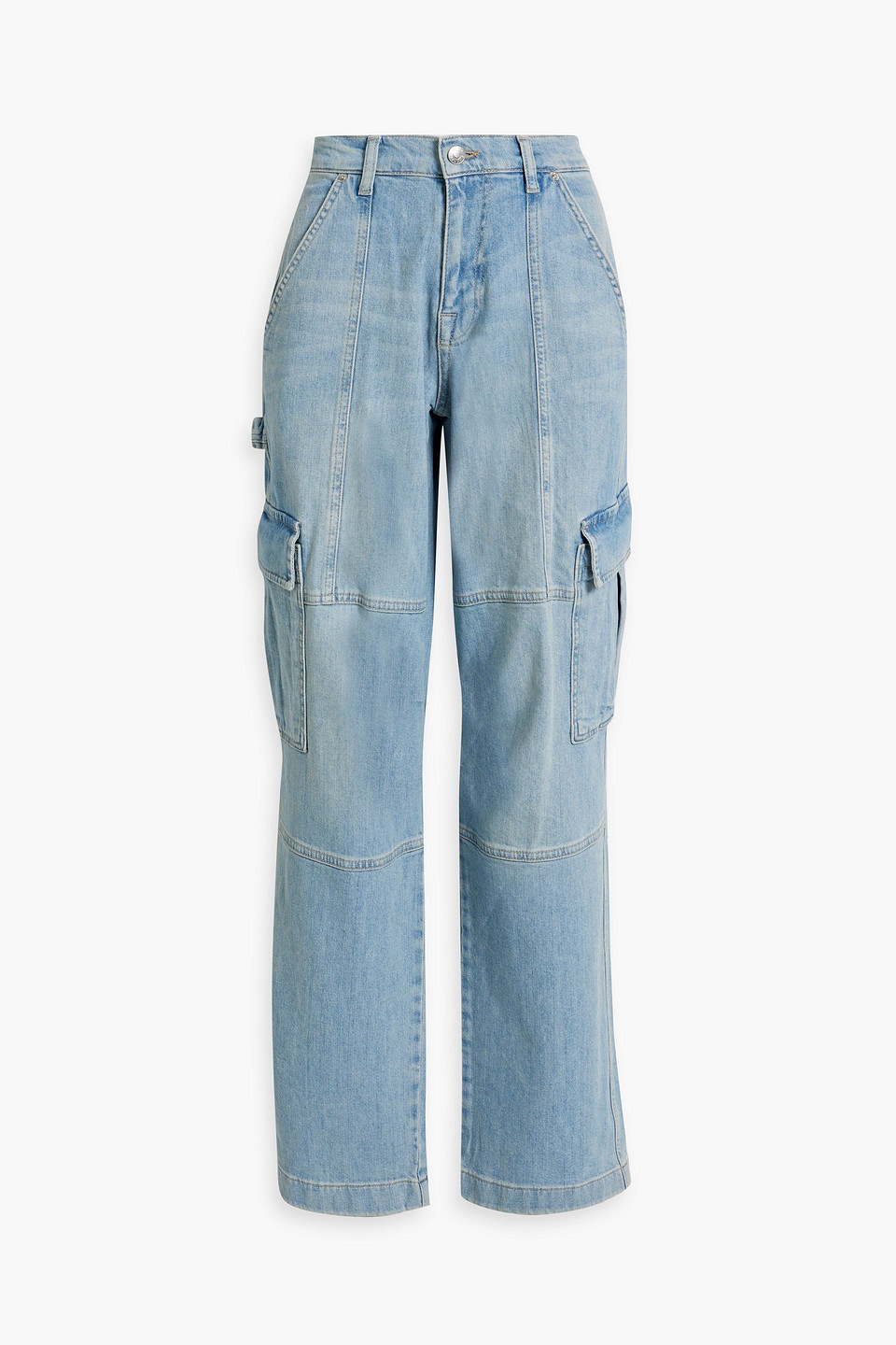 Simkhai Axelle Faded High-rise Straight-leg Jeans In Light Denim