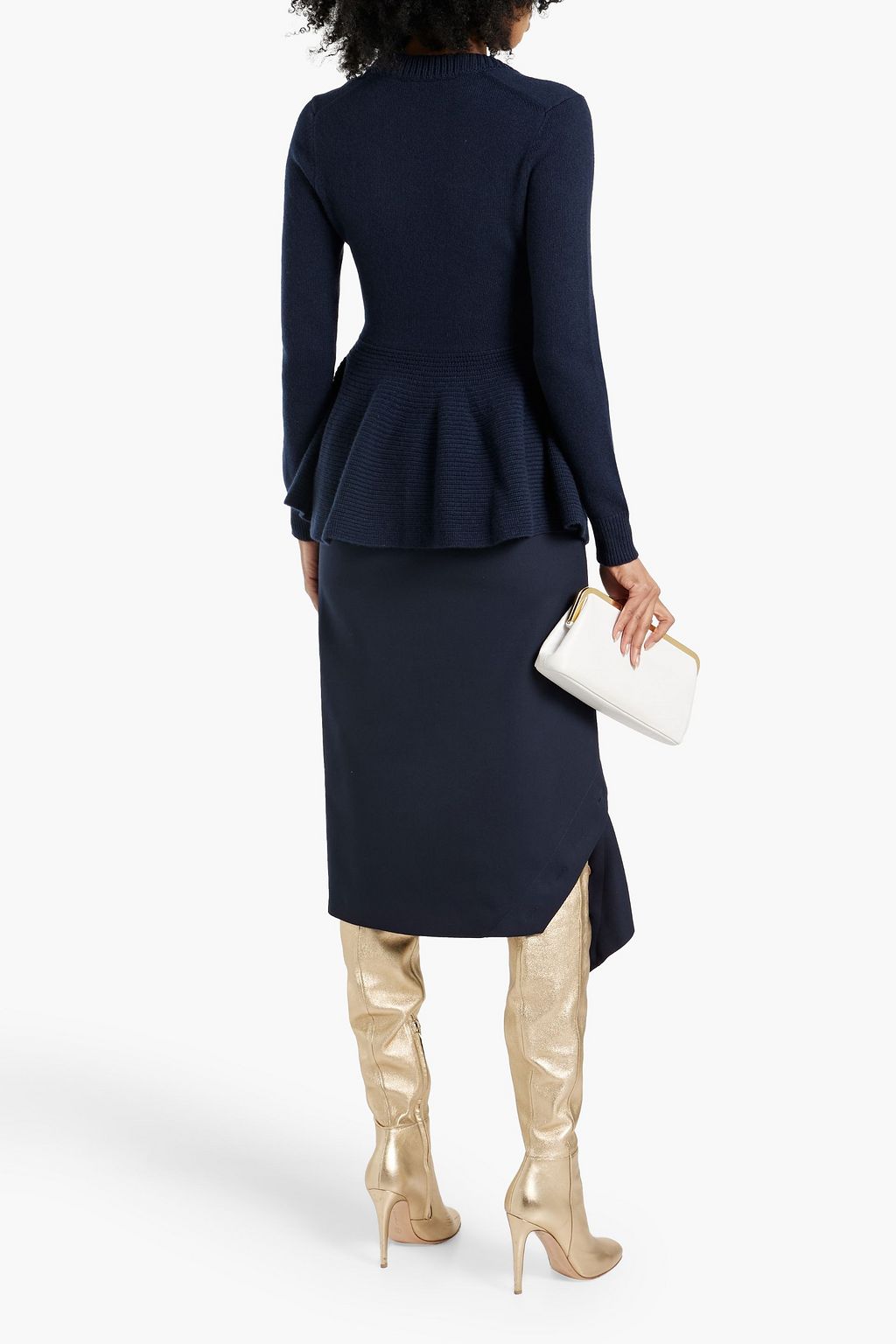 MCQUEEN Button-embellished wool-twill midi skirt