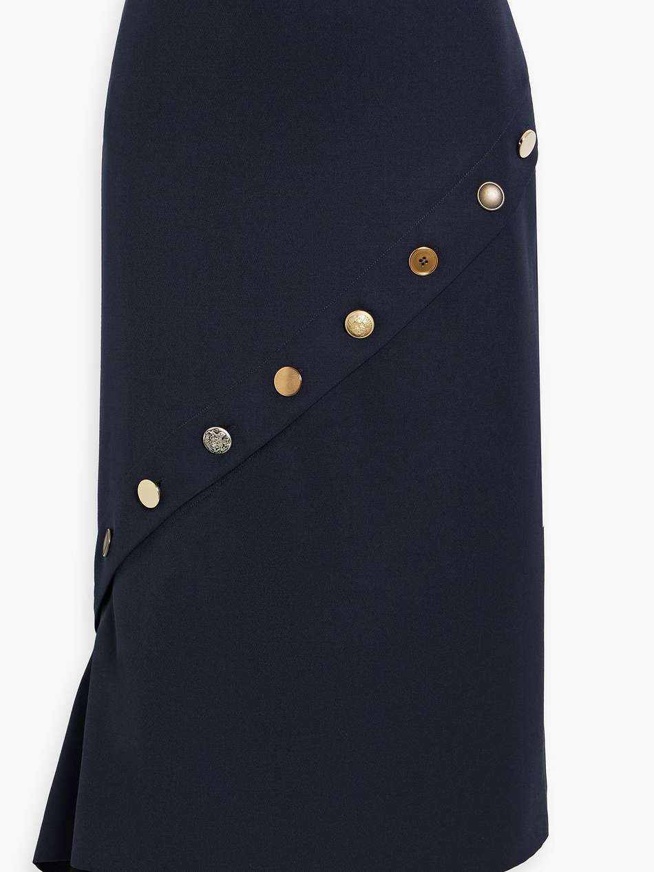 button-embellished wool-twill midi skirt