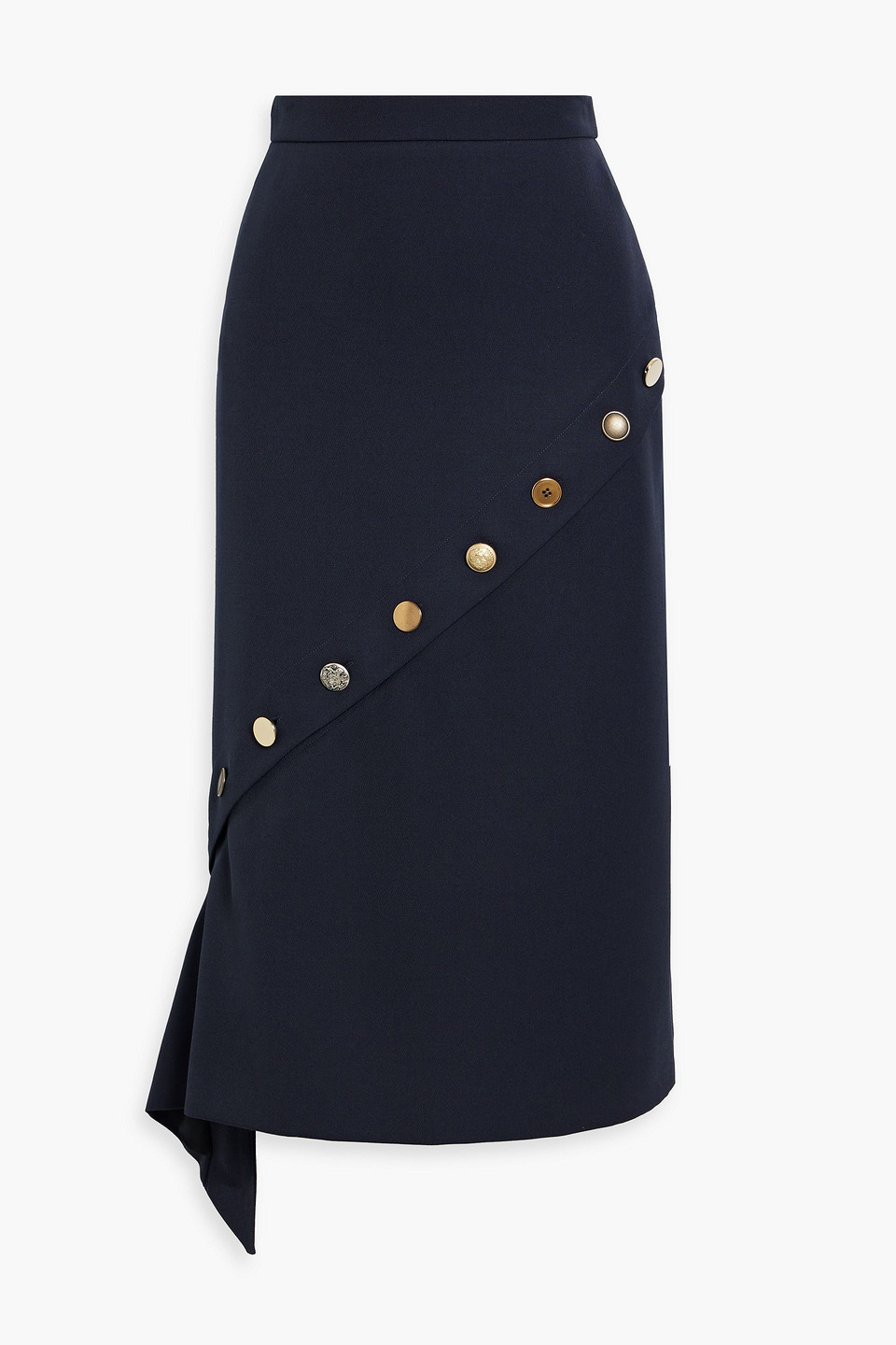 ALEXANDER MCQUEEN BUTTON-EMBELLISHED WOOL-TWILL MIDI SKIRT