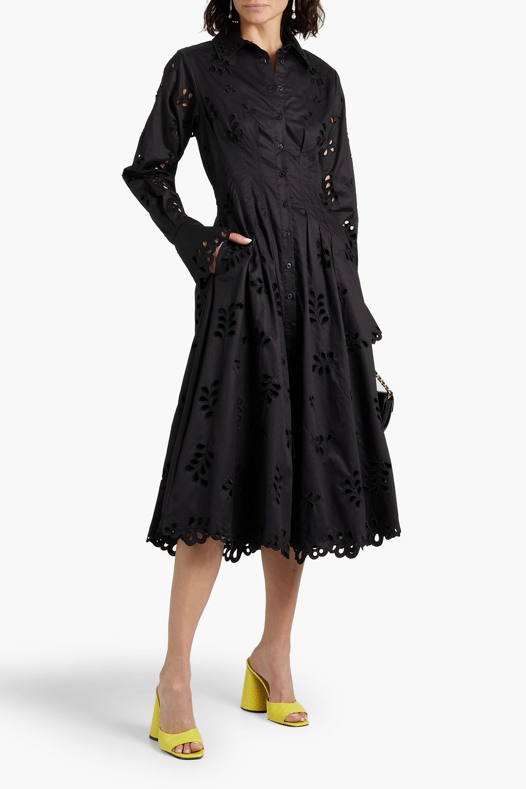 SIMKHAI Eda broderie anglaise cotton midi shirt dress