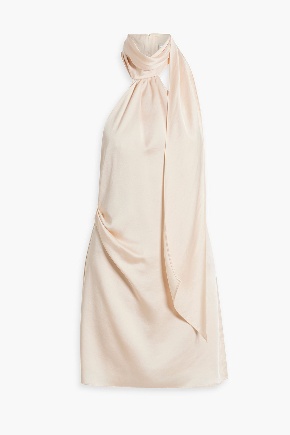 Simkhai Jade Draped Satin-crepe Halterneck Mini Dress In Blush
