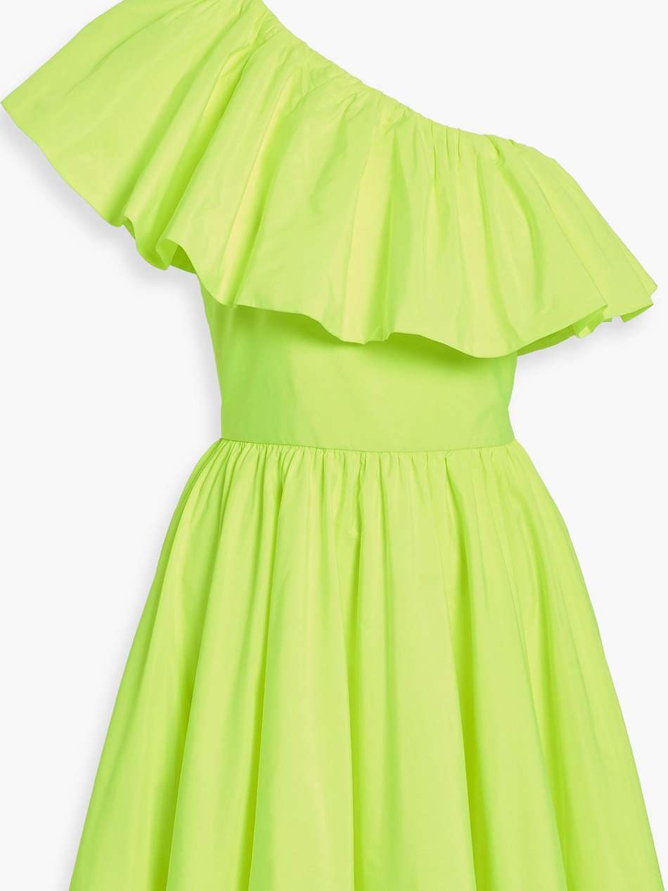 one-shoulder neon poplin mini dress