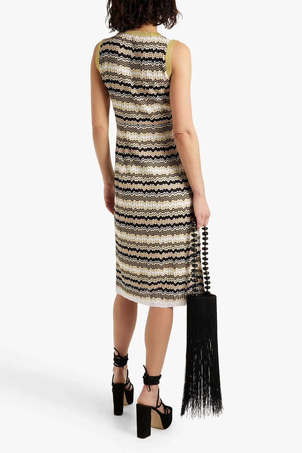 MISSONI فستان من نسيج بحبكة كروشيه بلون معدني