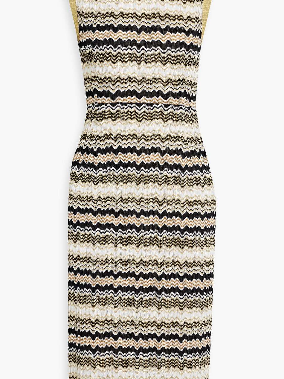 metallic striped crochet-knit dress