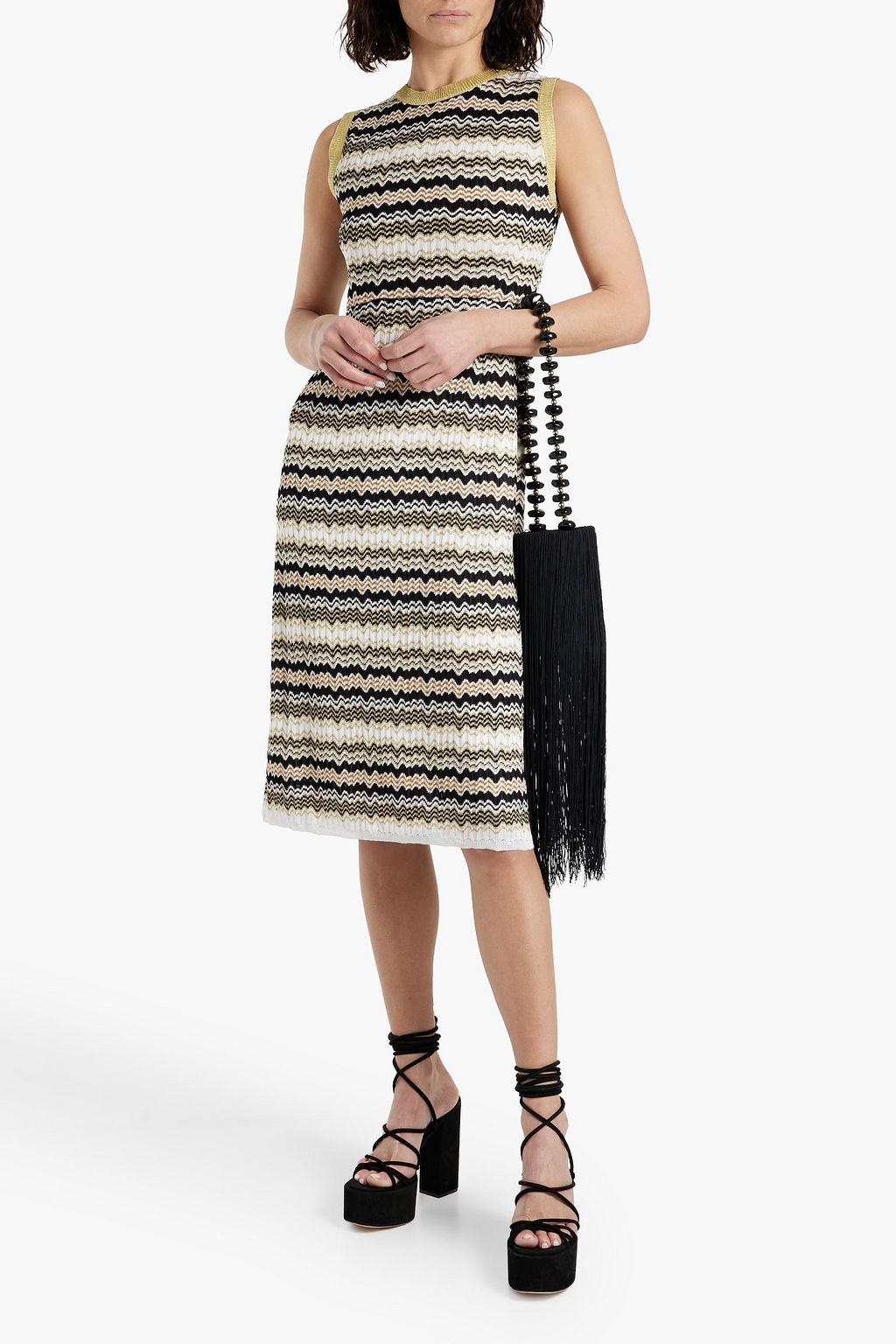 MISSONI فستان من نسيج بحبكة كروشيه بلون معدني