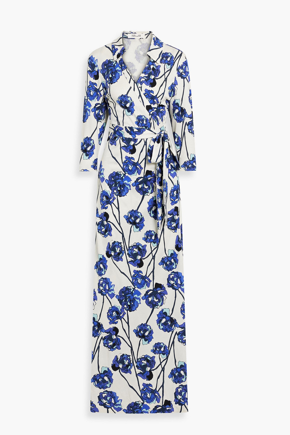 Diane Von Furstenberg Abigail Floral-print Silk-jersey Maxi Wrap Dress In Blue