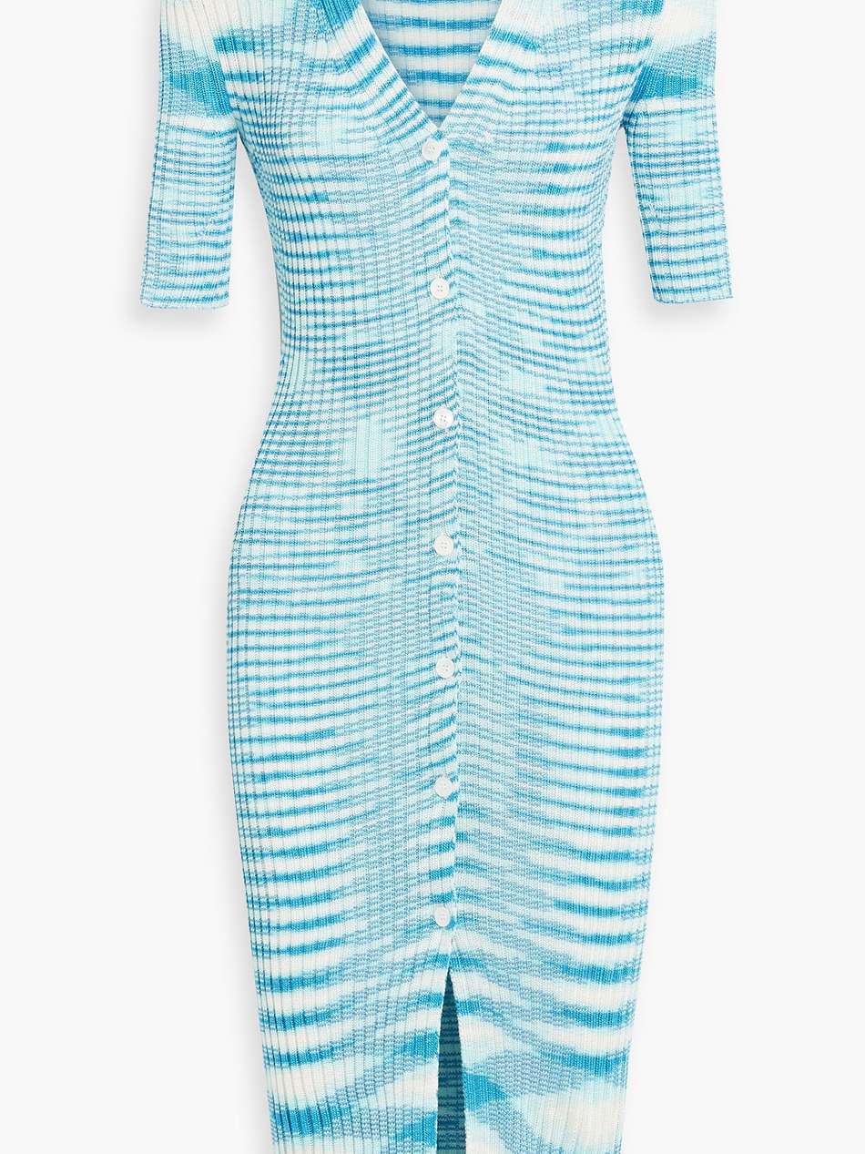 space-dyed ribbed-knit midi dress