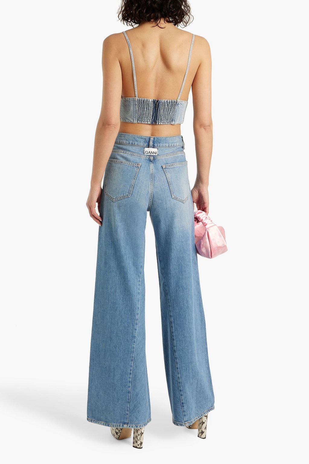 ALICE + OLIVIA JEANS Carli faded denim bra top