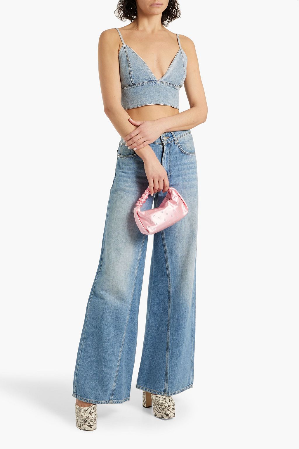 ALICE + OLIVIA JEANS Carli faded denim bra top