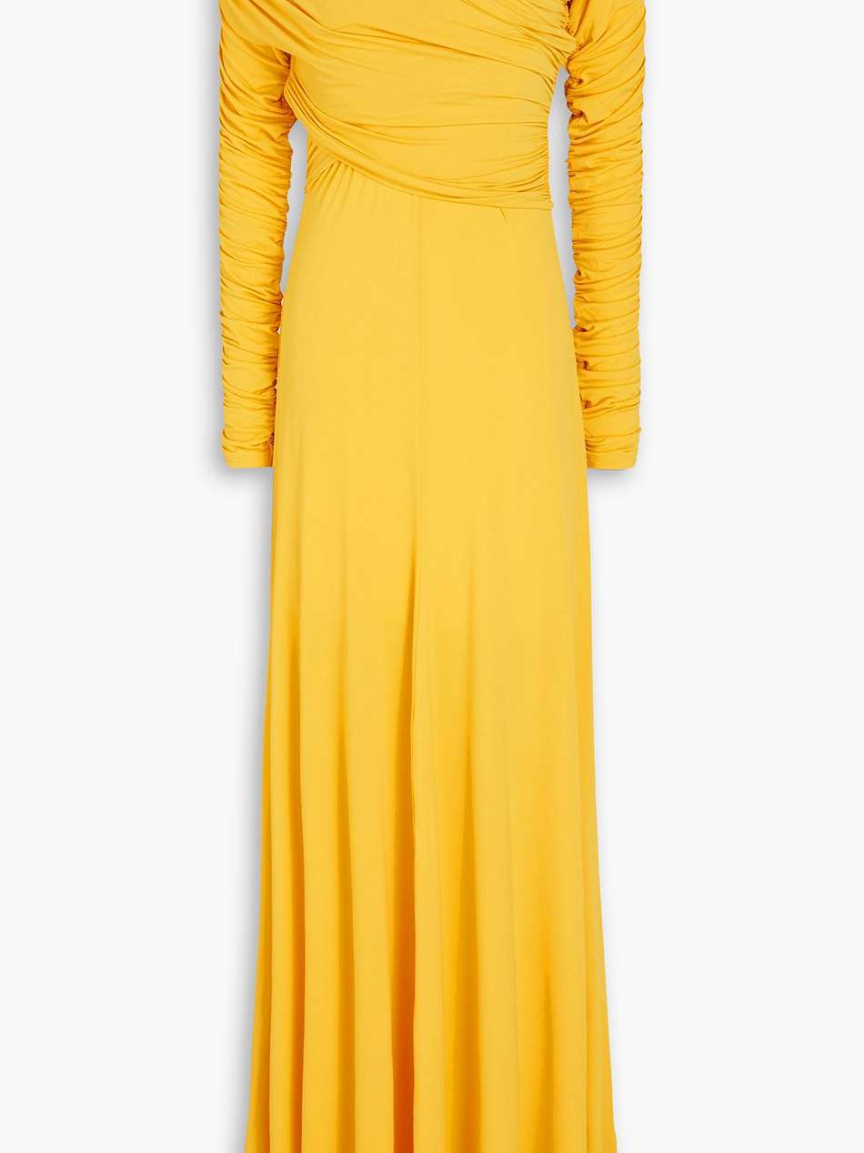 aurelie wrap-effect ruched stretch-jersey maxi dress