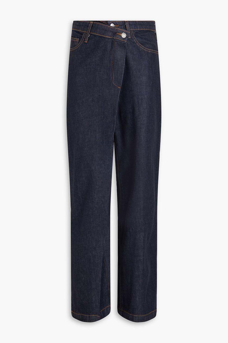 Casey coated high-rise straight-leg jeans