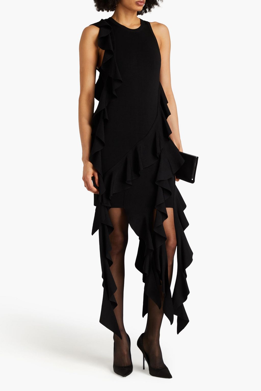SIMKHAI Wilda ruffled stretch-knit mini dress