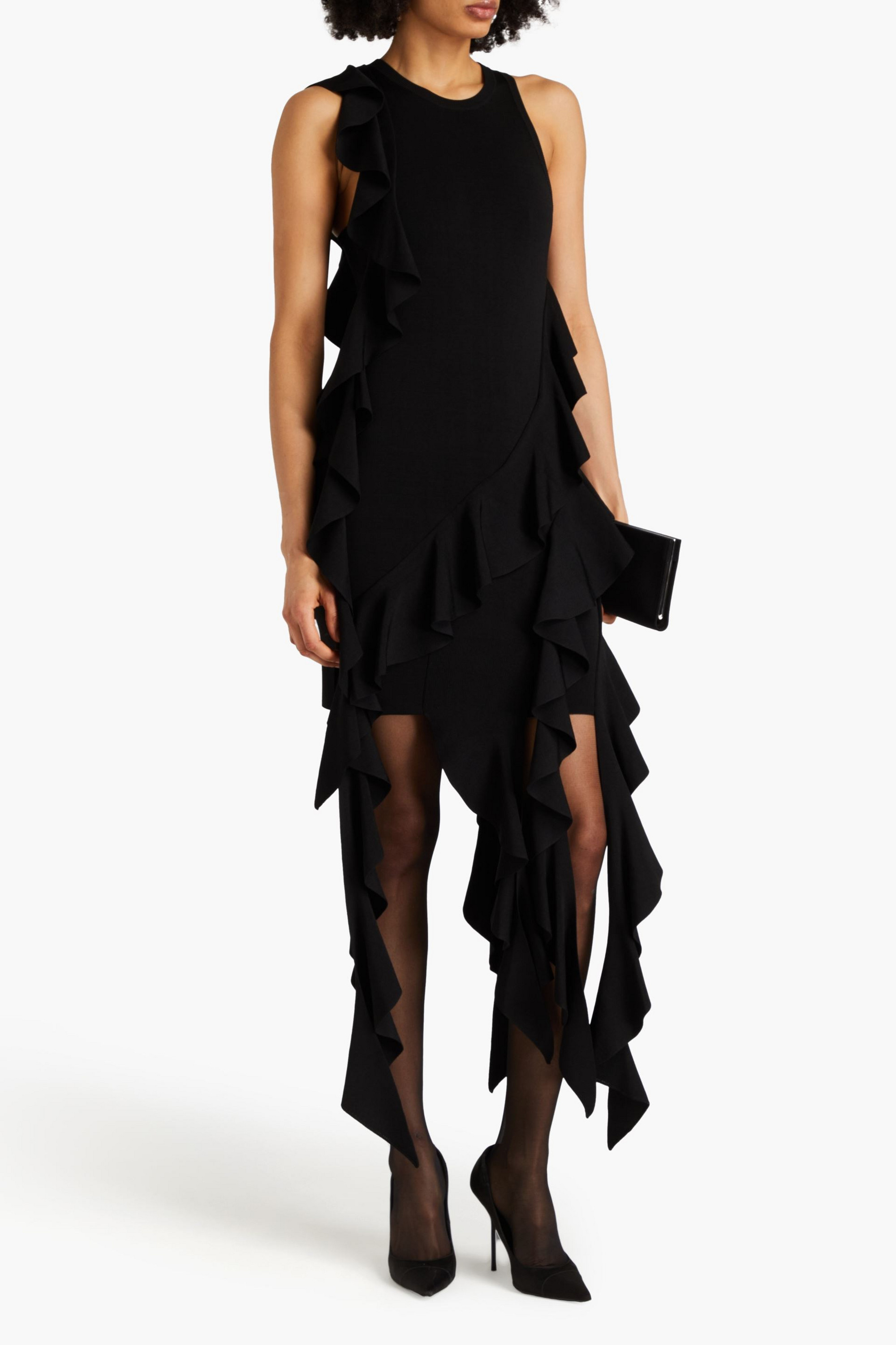 SIMKHAI Wilda ruffled stretch-knit mini dress