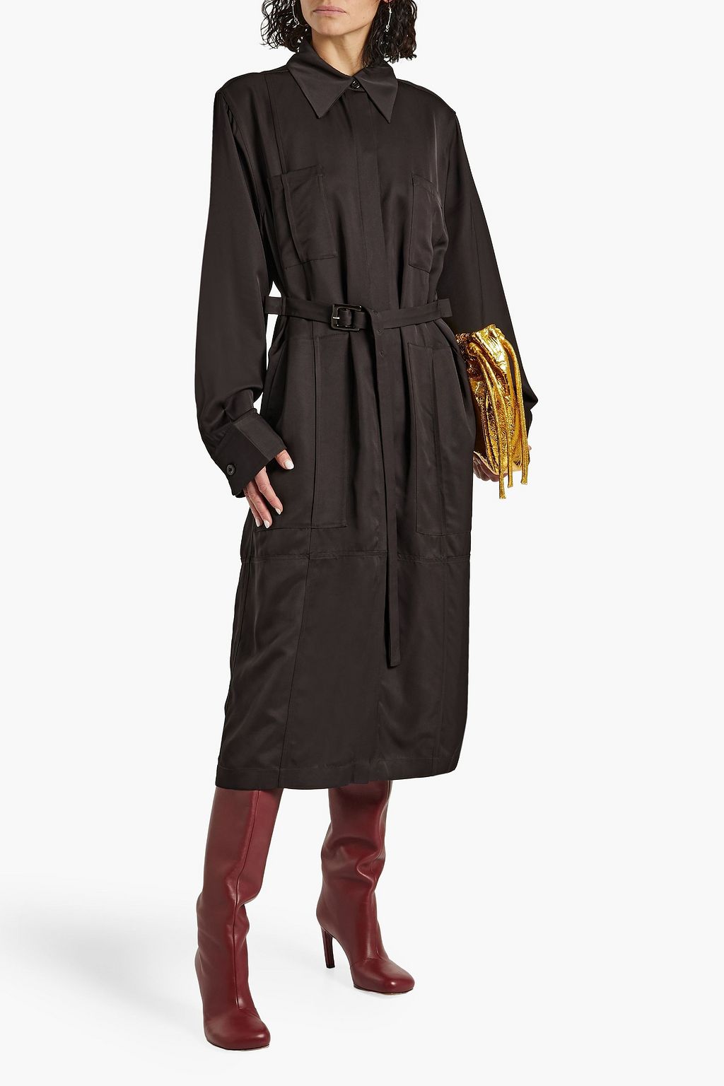 JIL SANDER Belted twill coat