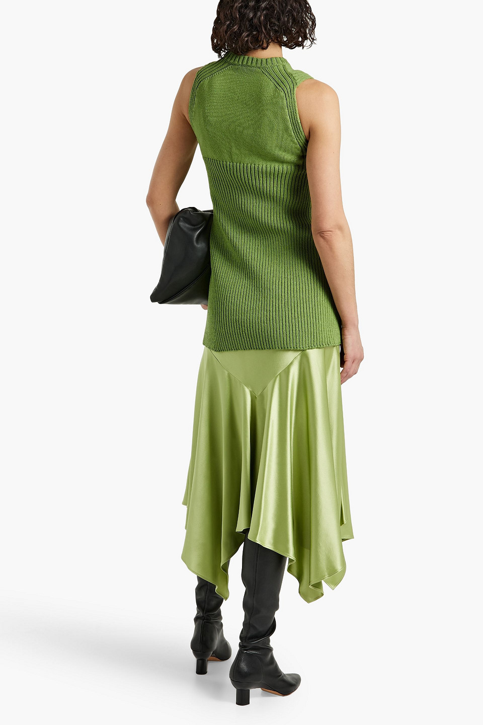 Shop Jil Sander Ribbed Cotton-blend Top In Leaf Green