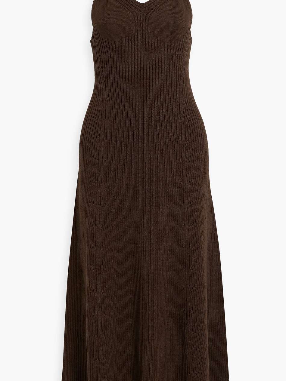 ribbed cotton-blend midi dress