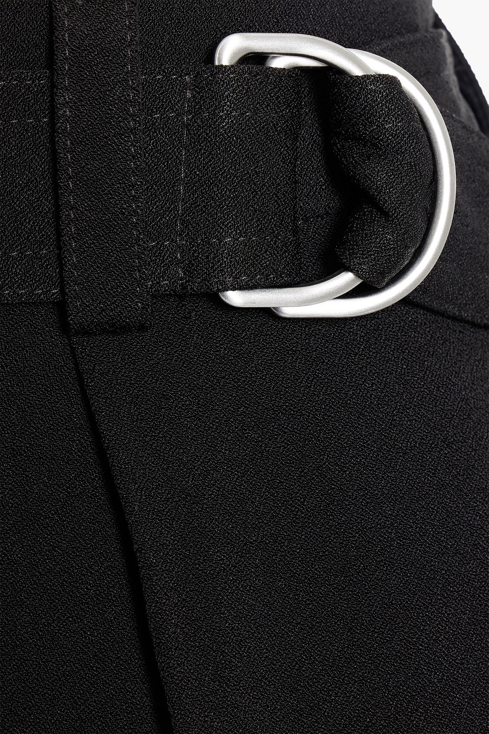Jil Sander Belted Pleated Crepe Wide-leg Pants In Black