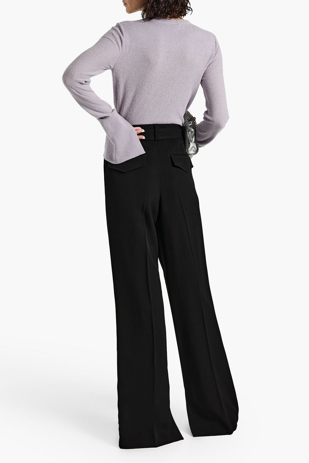 JIL SANDER Belted pleated crepe wide-leg pants