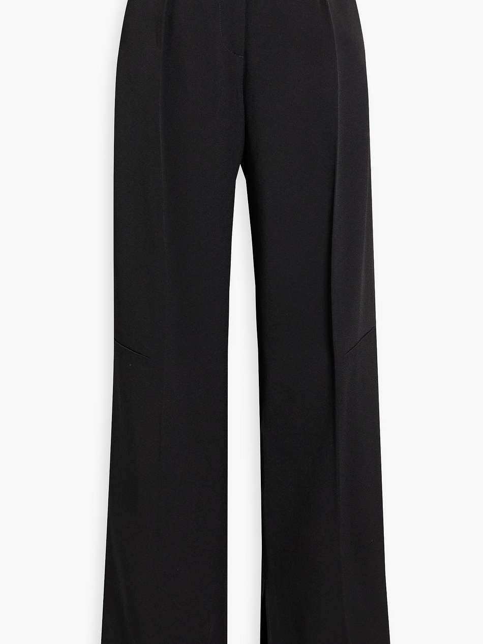 belted pleated crepe wide-leg pants