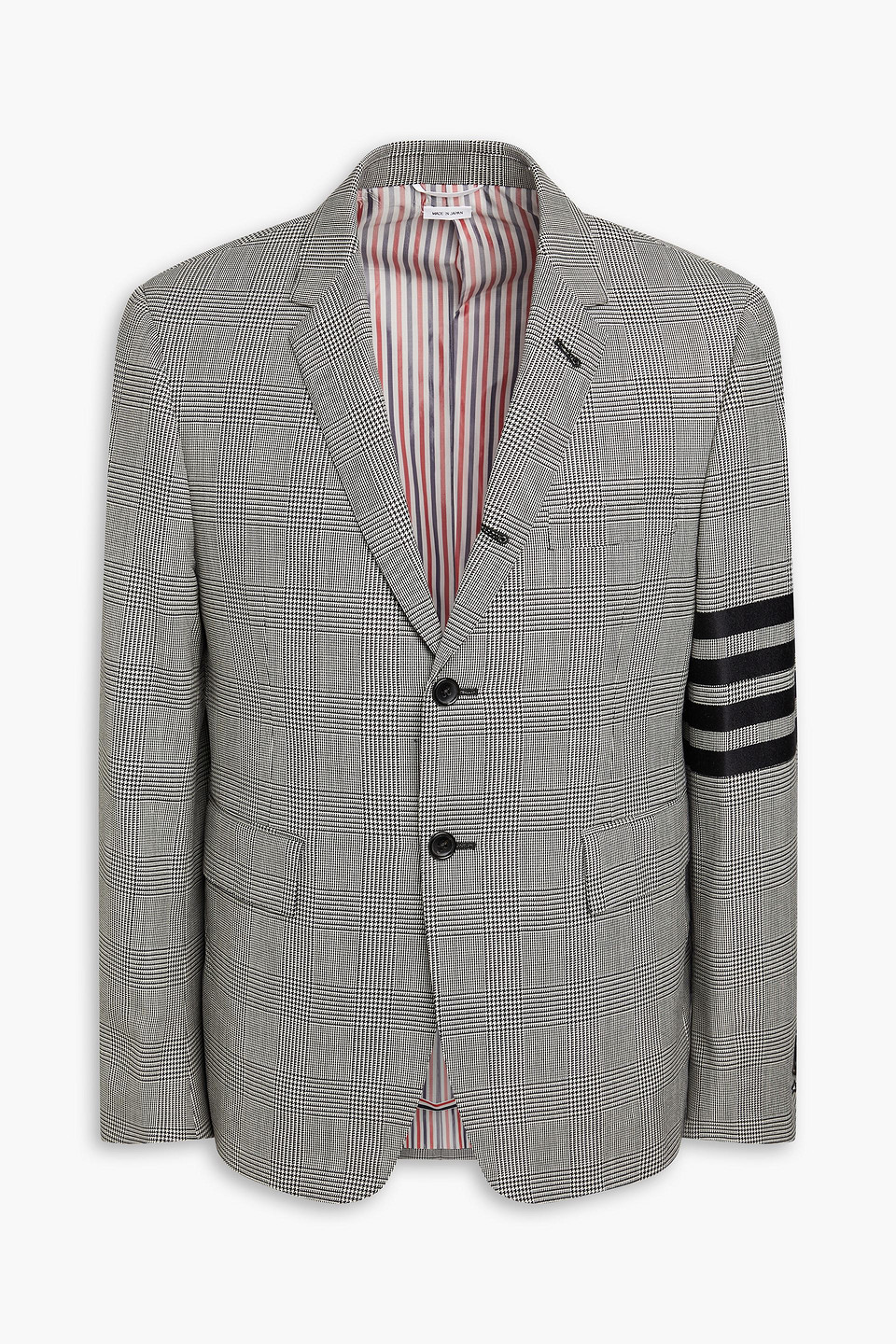 Thom Browne Prince Of Wales Checked Wool Blazer In Grey