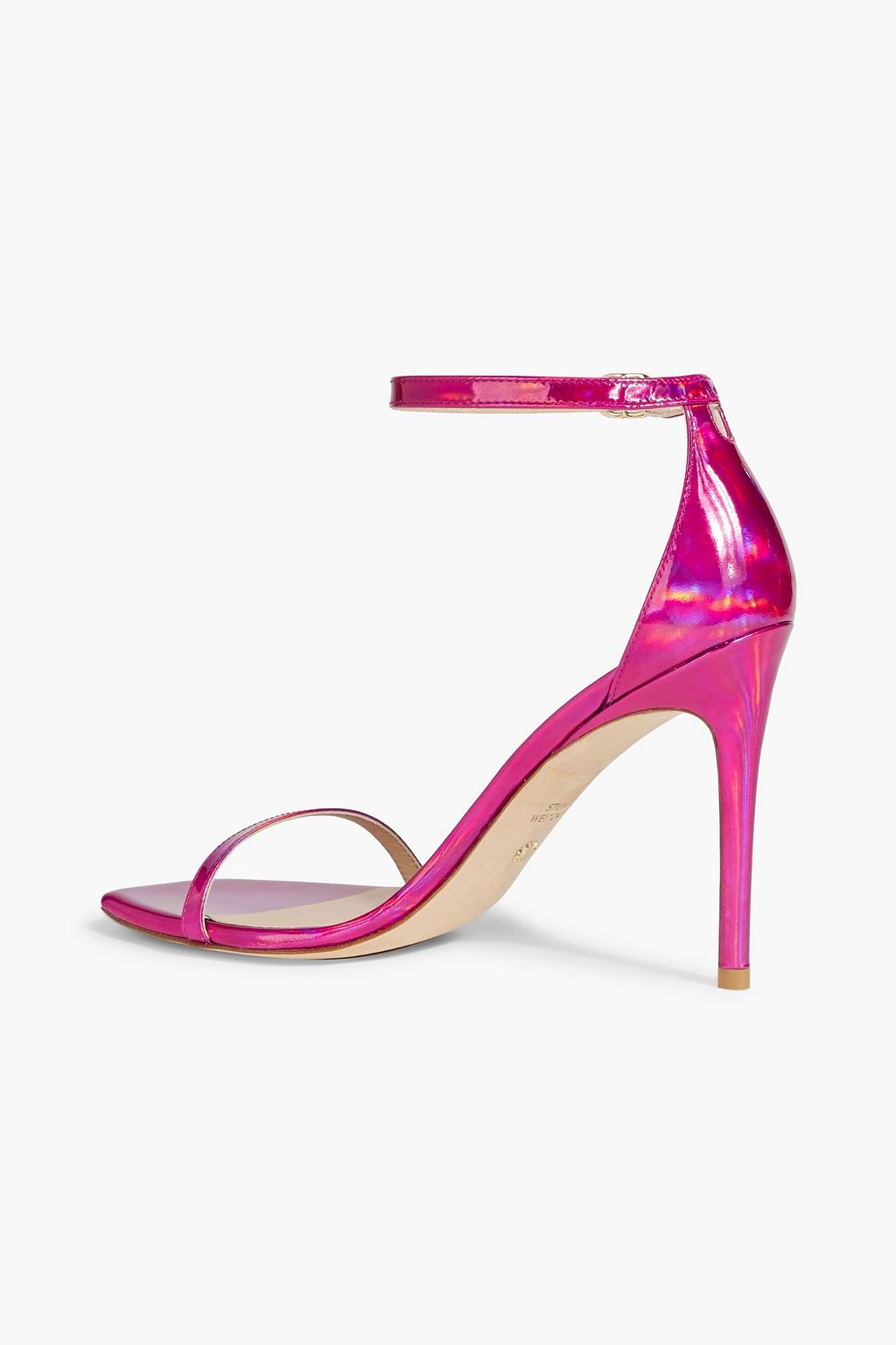 STUART WEITZMAN Iridescent-effect faux patent-leather sandals