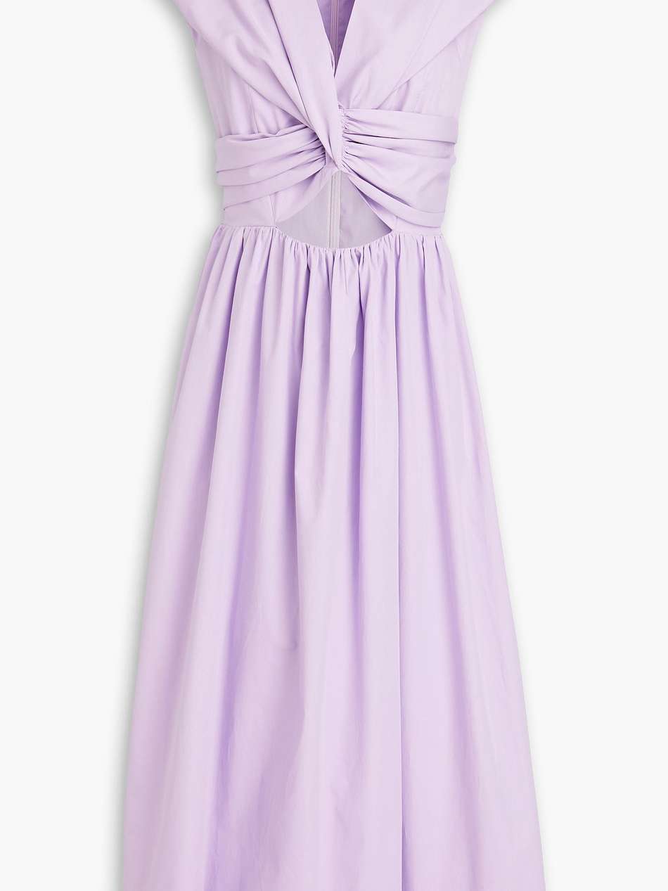 carine twist-front cutout cotton-poplin midi dress