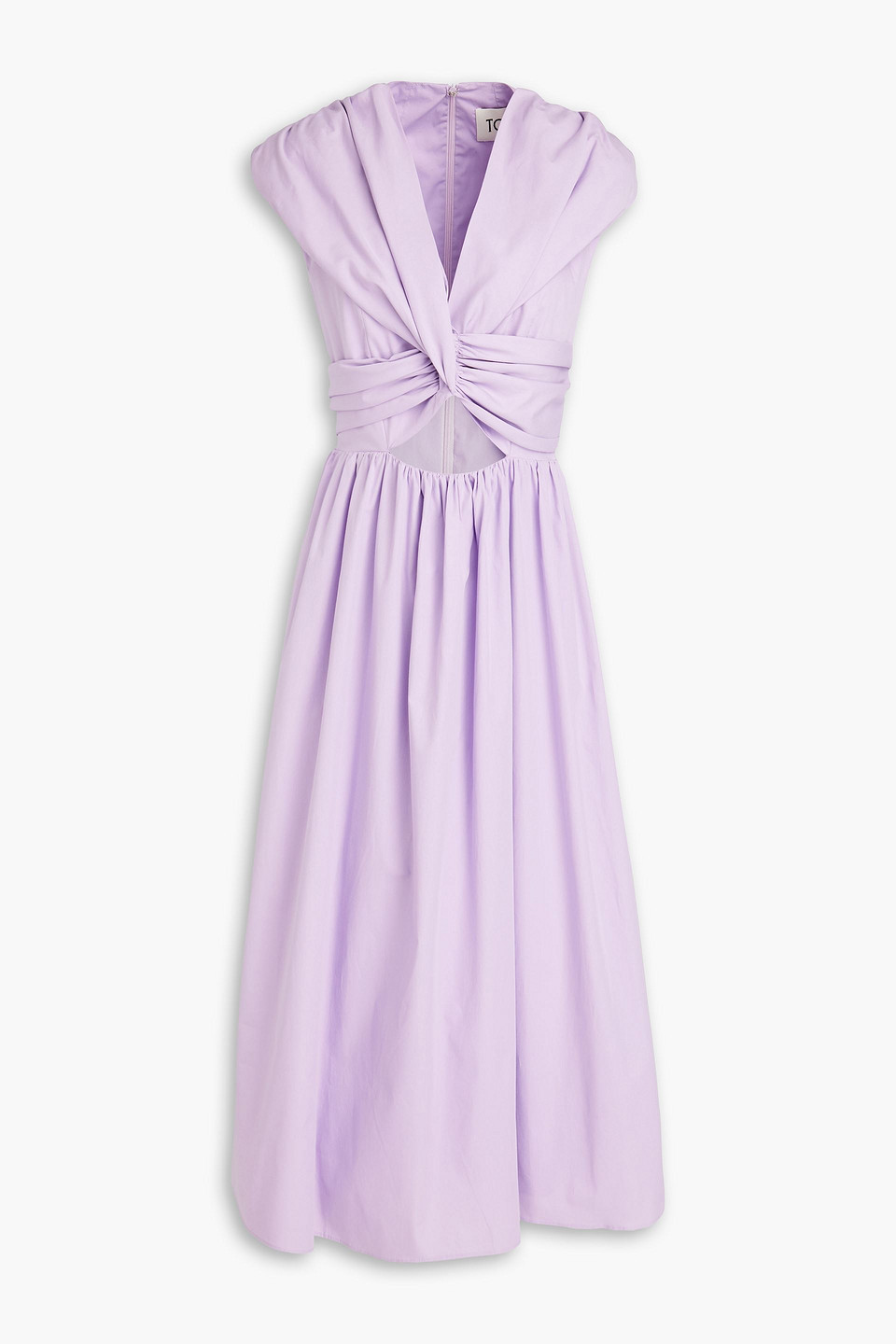 tove - carine twist-front cutout cotton-poplin midi dress - purple - fr 34