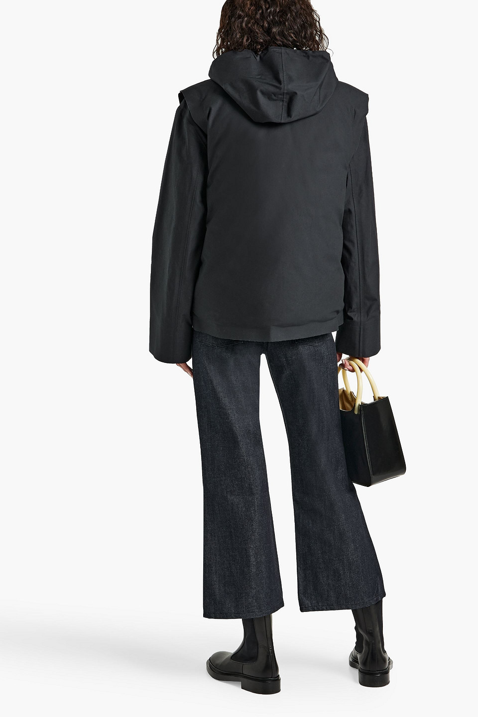 Jil Sander Layered Cotton-canvas Hooded Jacket In Navy