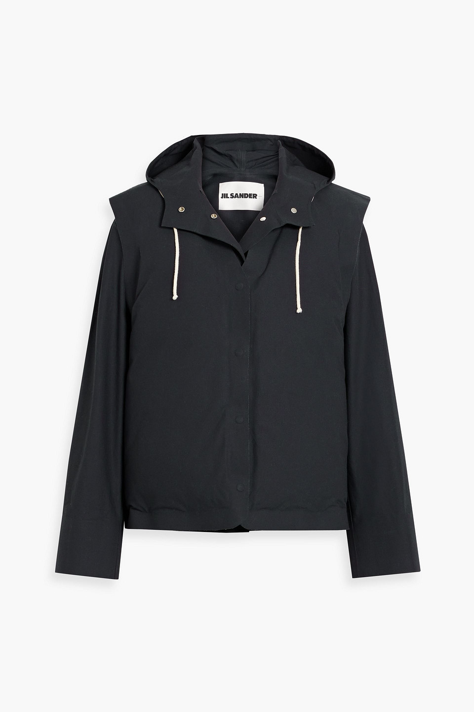 Jil Sander Layered Cotton-canvas Hooded Jacket In Navy