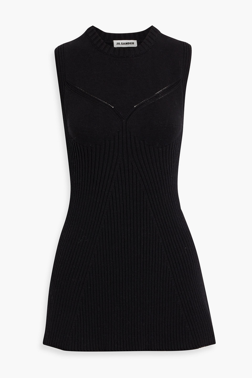 Jil Sander Ribbed-knit Cotton-blend Top In Black