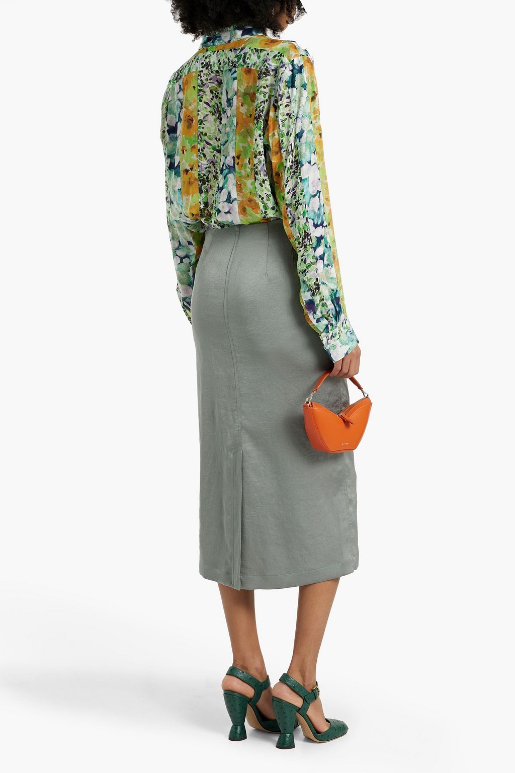 DRIES VAN NOTEN Satin-crepe midi skirt