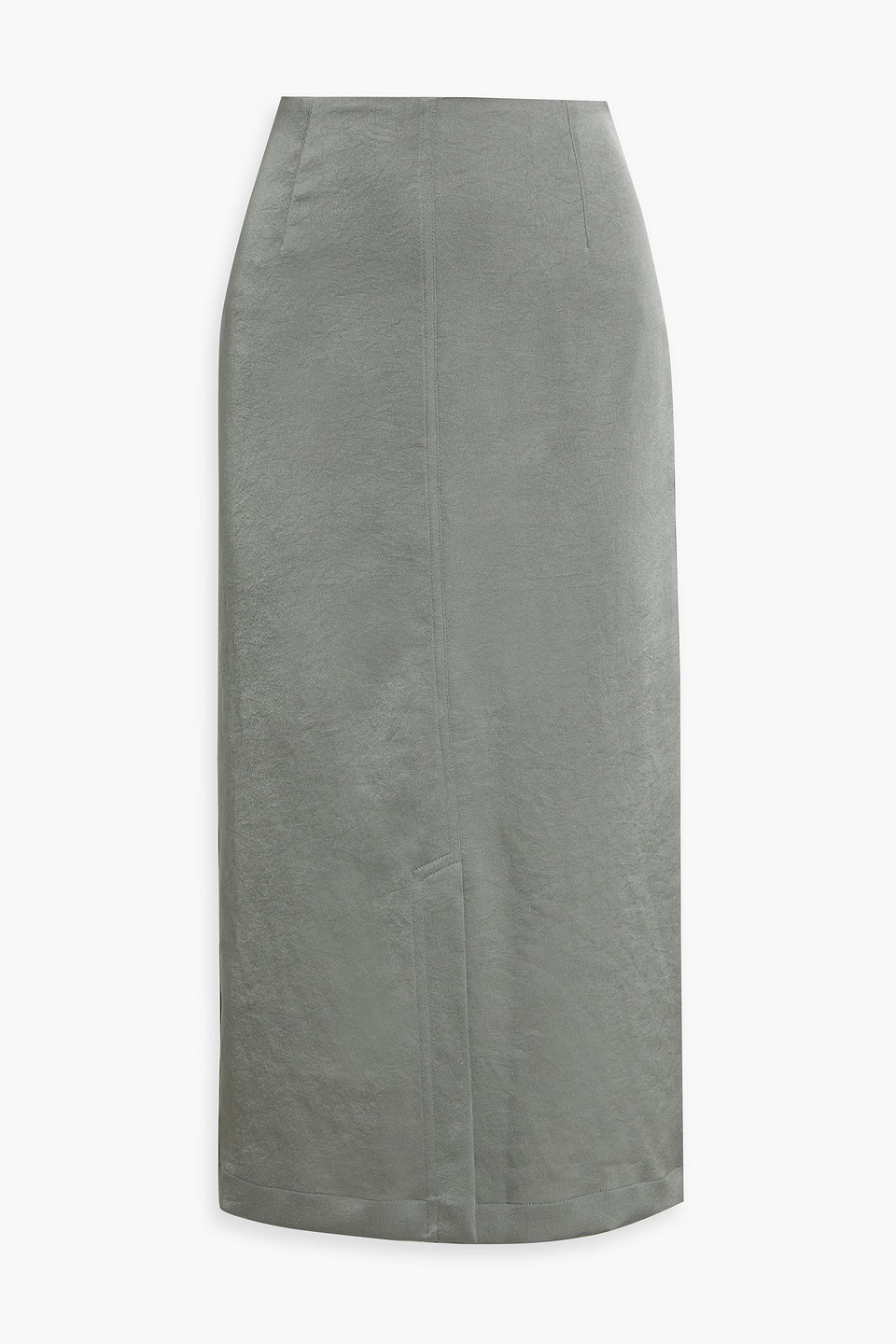 Dries Van Noten Satin-crepe Midi Skirt In Grey Green