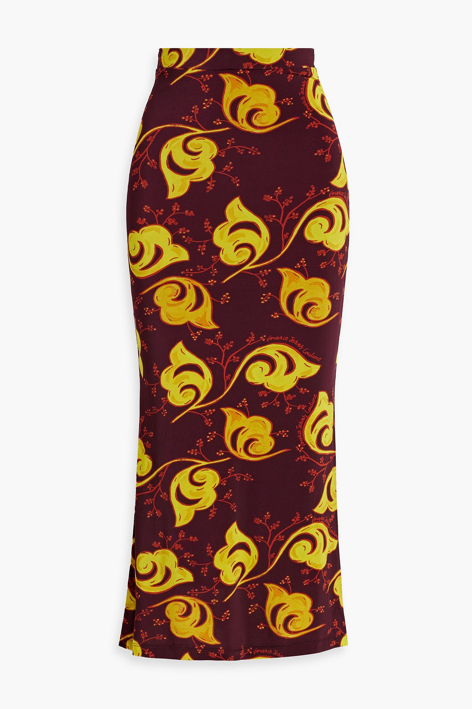 versace - printed stretch-jersey maxi skirt - burgundy - it 44