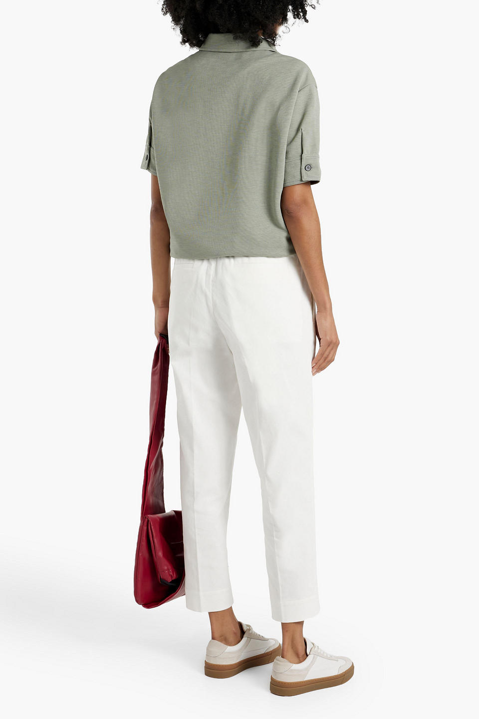 Jil Sander Cotton-corduroy Tapered Pants In Off-white