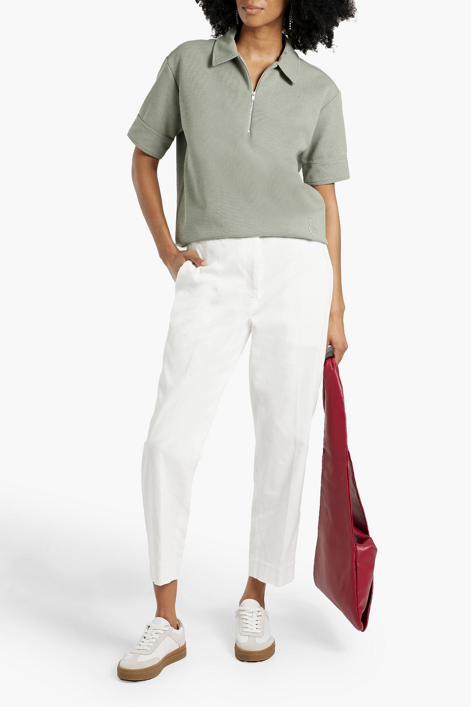 Jil Sander Cotton-corduroy Tapered Pants In Off-white