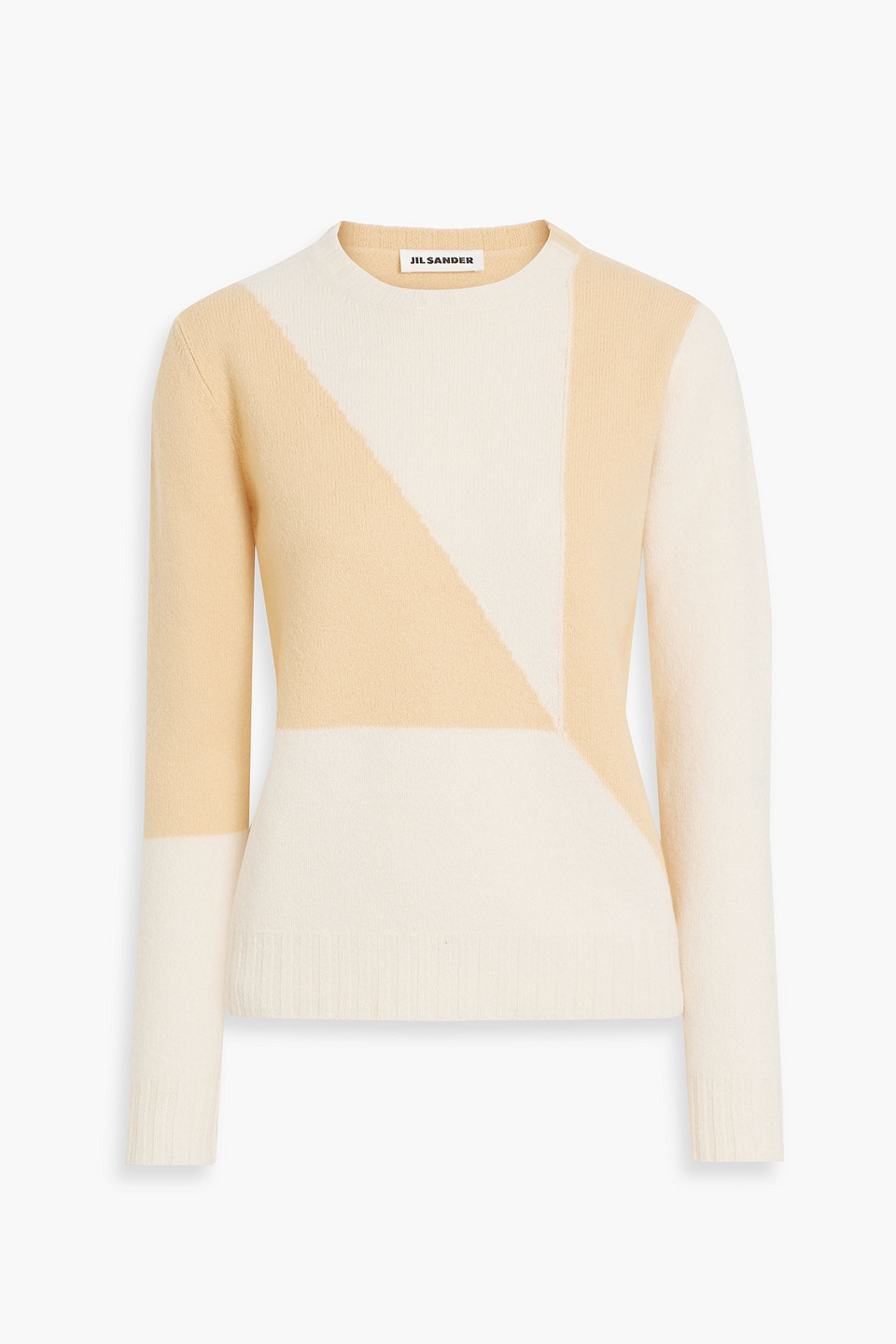 Jil Sander Open Orange Long-sleeved Wool Sweater In White