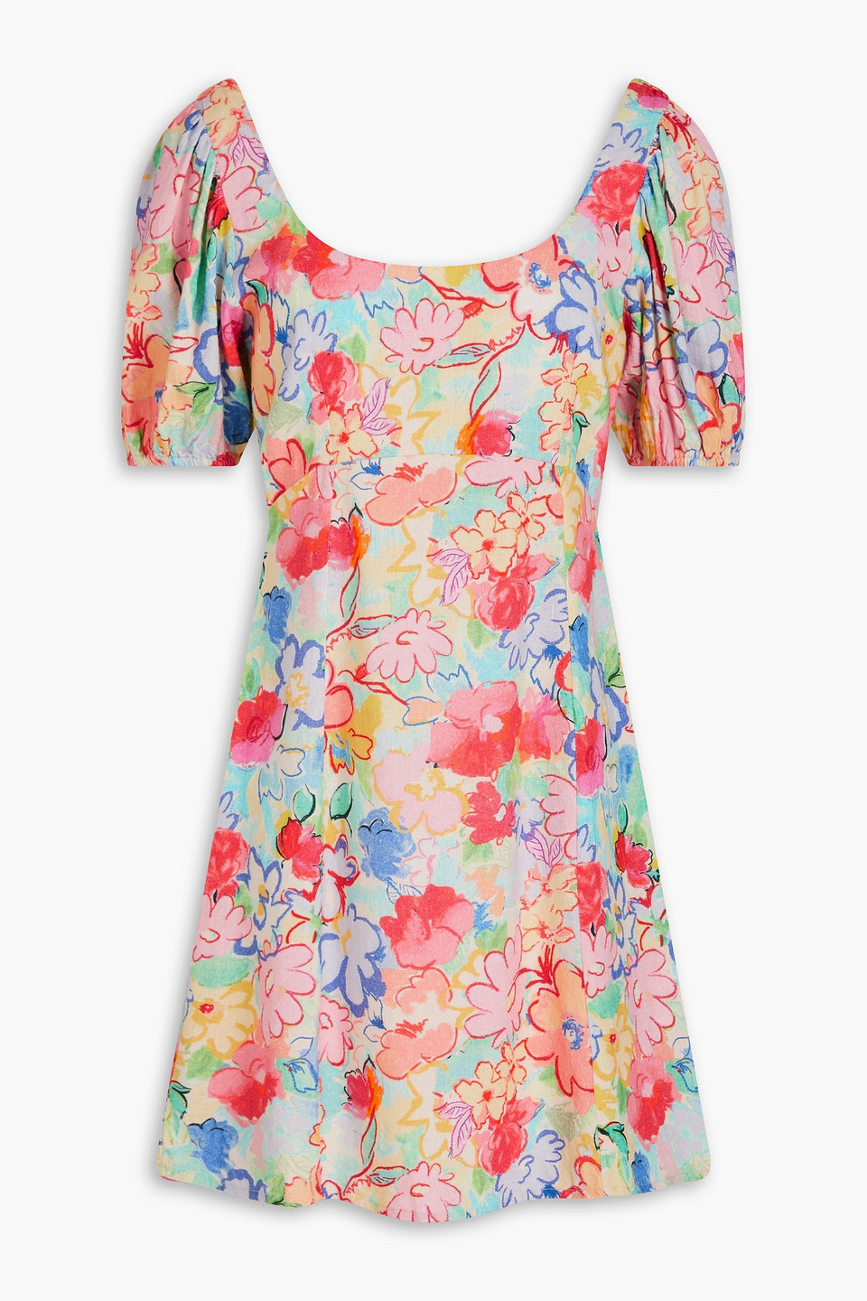 Rixo London Floral-print Canvas Mini Dress In Baby Pink